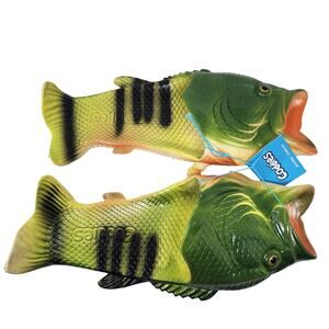 Coddies Fish Sandals Men 12-13 Green Rubber Bass Fisherman Gift Gag Gift NWT